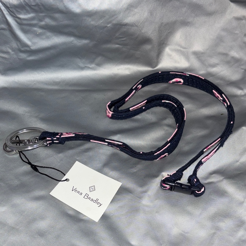 NEW Vera Bradley Flamingo Fiesta Breakaway Lanyard Blue Pink